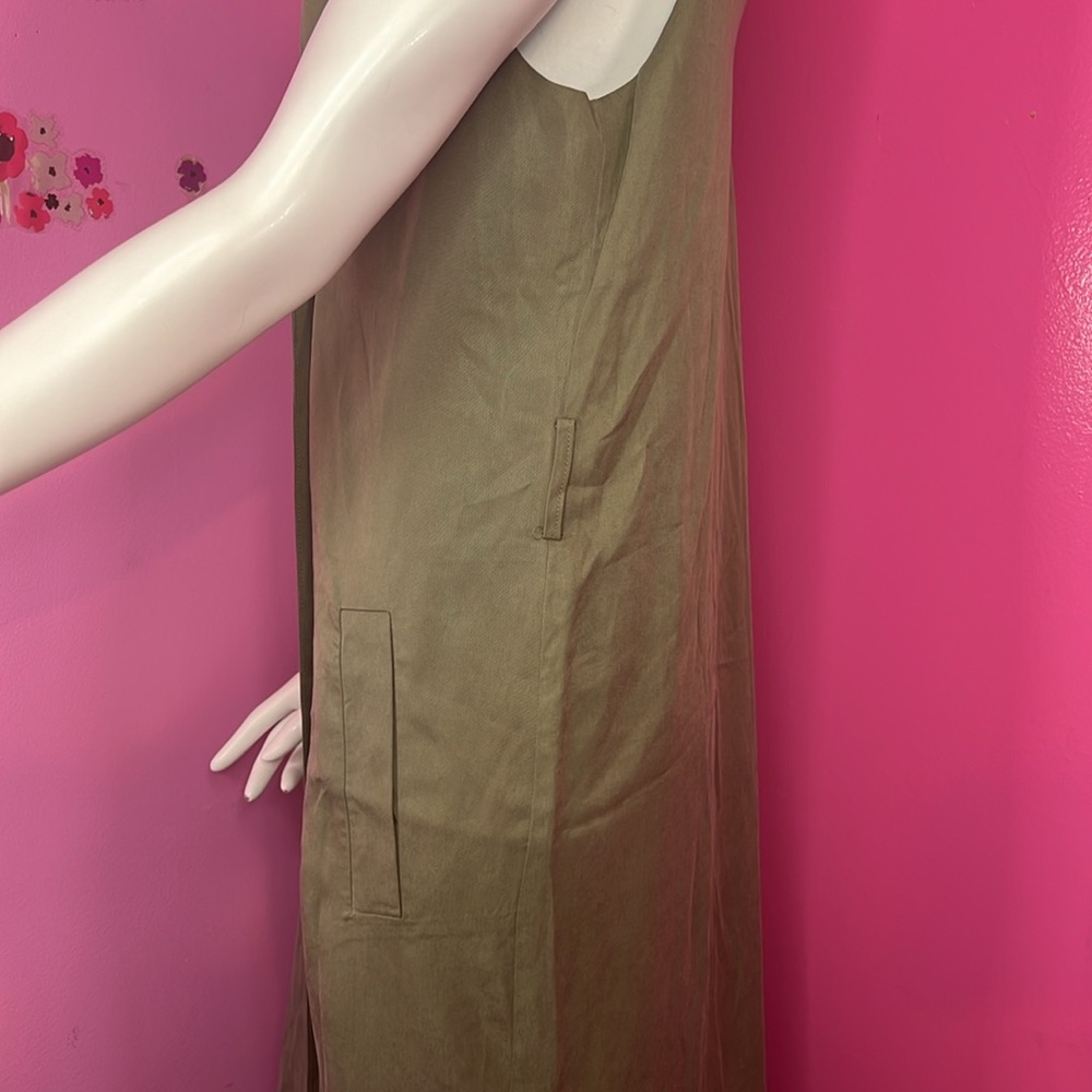 Anthropologie Seen, Worn, Kept utility midi dress army green size 8P - Picture 7 of 11